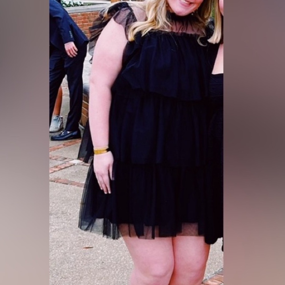 Elegant Black Layered Tulle Dress